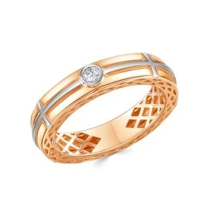 Кольцо  из красного золота с фианитом