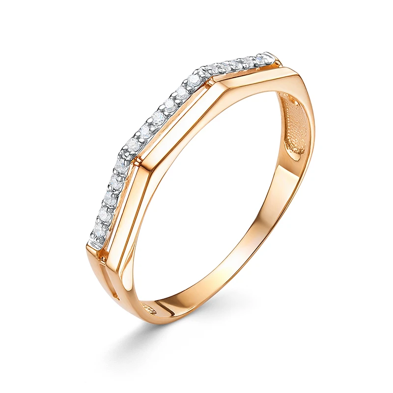 Кольцо «Дельта» из красного золота с фианитом