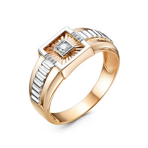 Кольцо «Дельта» из красного золота с фианитом