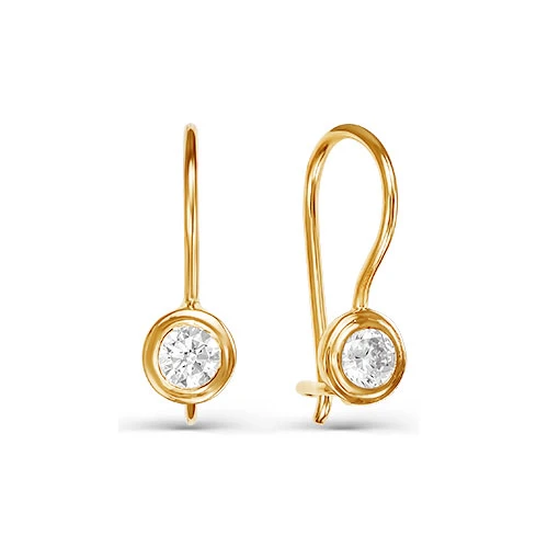 Серьги  из красного золота с фианитом