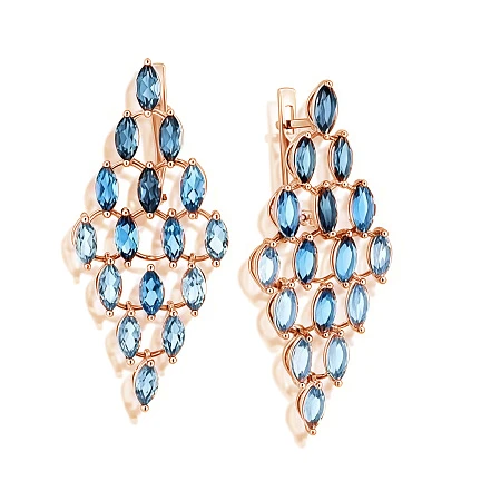 Серьги  из красного золота с топазом