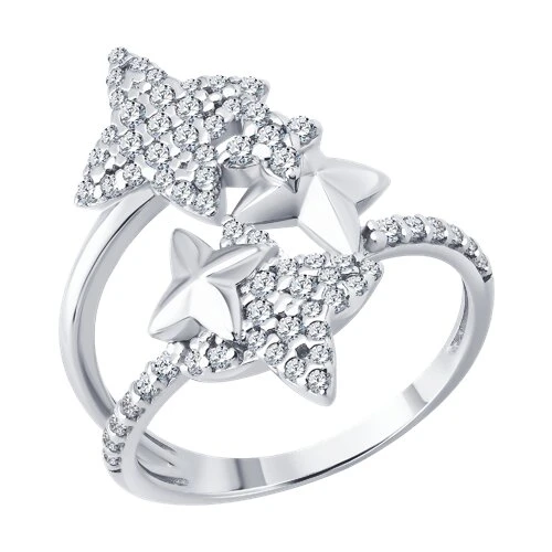 Кольцо  серебряное с фианитом