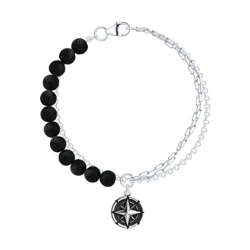 Браслет  серебряный с вулканическим камнем