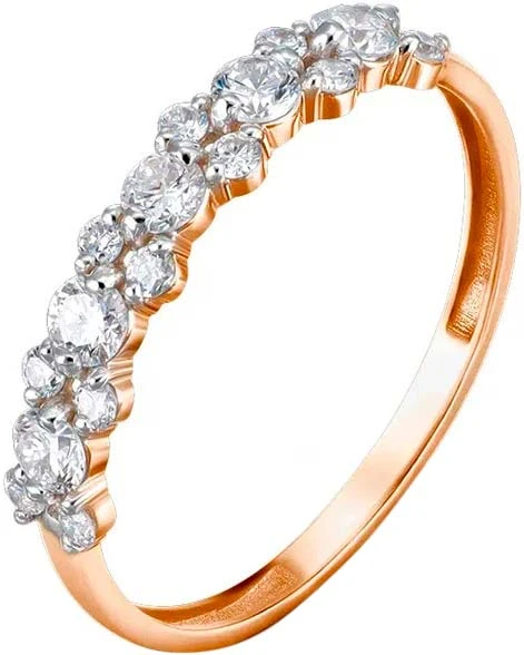 Кольцо  из красного золота с выращенным бриллиантом