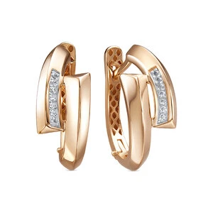 Серьги «Дельта» из красного золота с фианитом