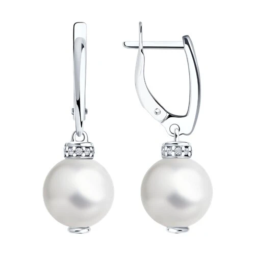 Серьги  серебряные с жемчугом