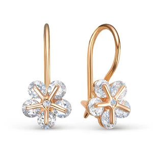 Серьги  из красного золота с фианитом