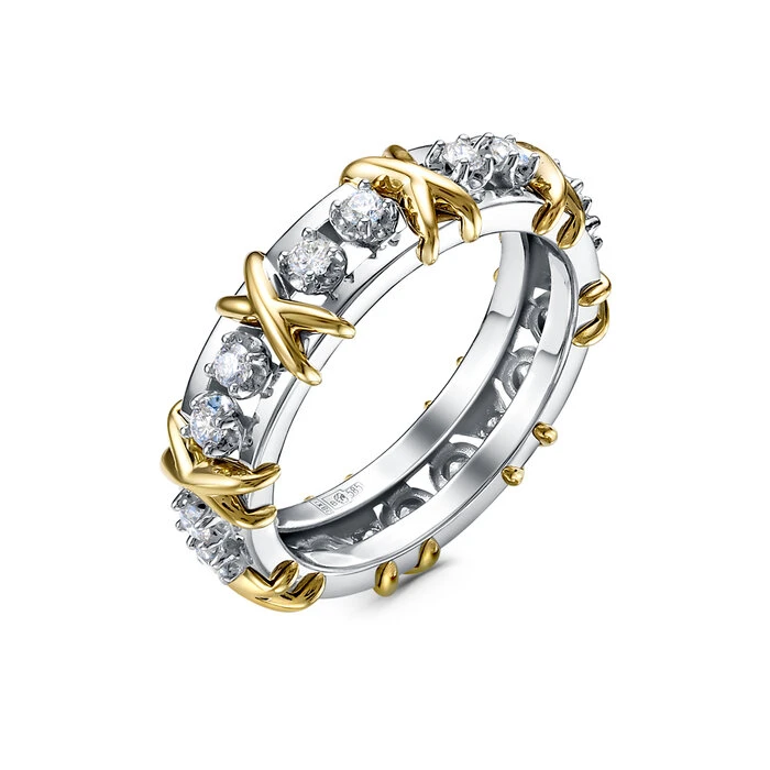 Кольцо  из комбинированного золота с природным бриллиантом