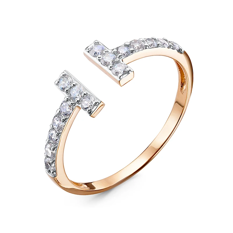 Кольцо  из красного золота с фианитом