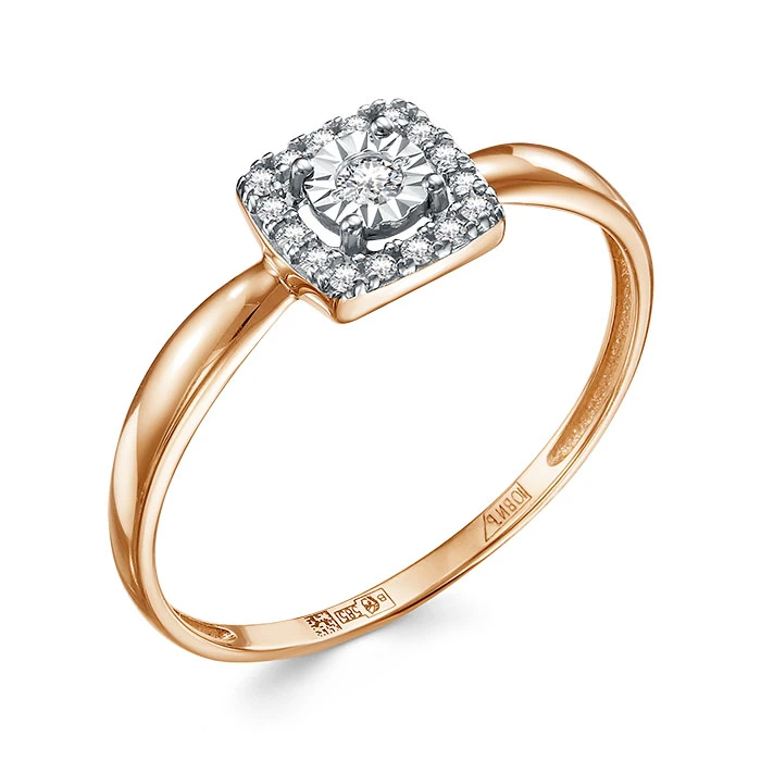 Кольцо  из красного золота с природным бриллиантом