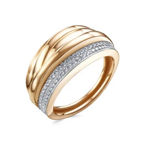 Кольцо «Дельта» из красного золота с фианитом