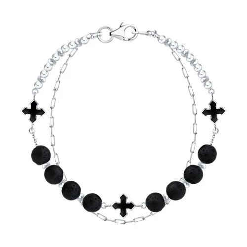 Браслет  серебряный с вулканическим камнем