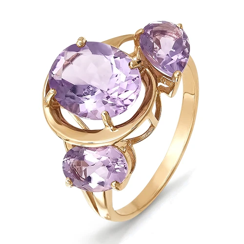 Кольцо  из красного золота с аметистом