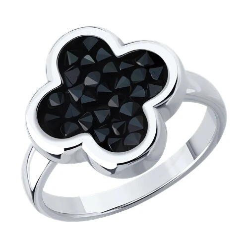 Кольцо  серебряное с кристаллами