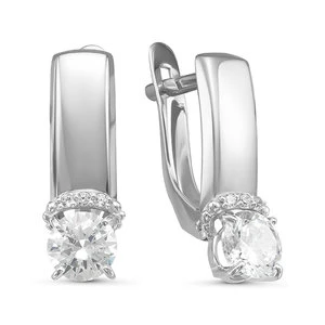 Серьги «Дельта» из белого золота с фианитом