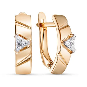 Серьги «Дельта» из красного золота с фианитом