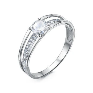 Кольцо «Дельта» из белого золота с фианитом