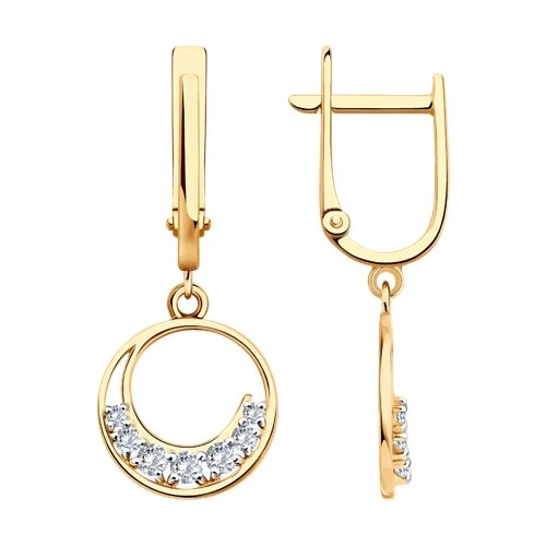 Серьги  из красного золота с фианитом