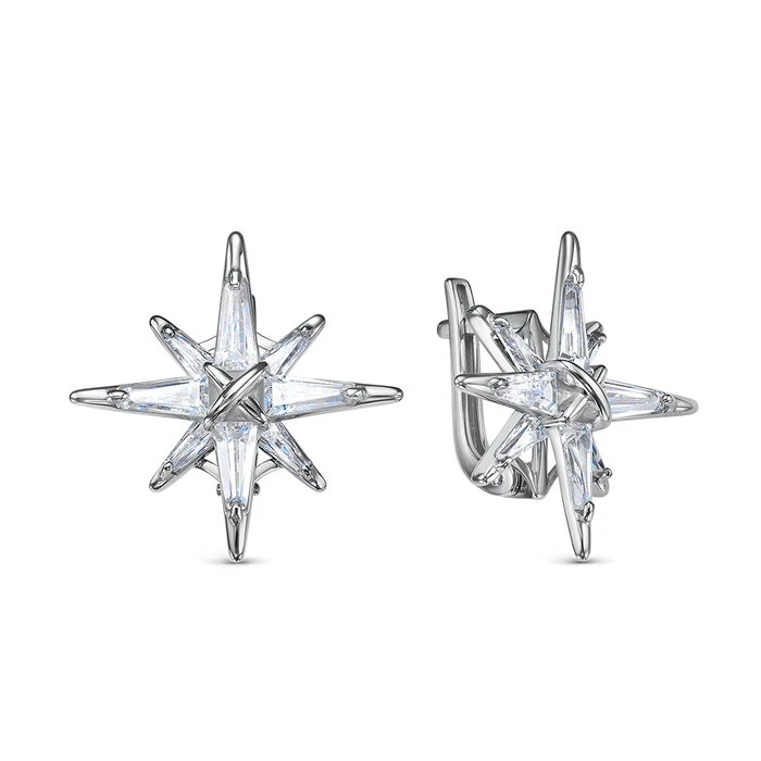 Серьги  серебряные с фианитом