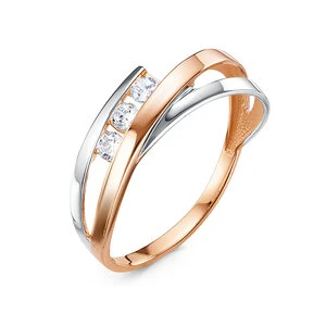 Кольцо «Дельта» из красного золота с фианитом