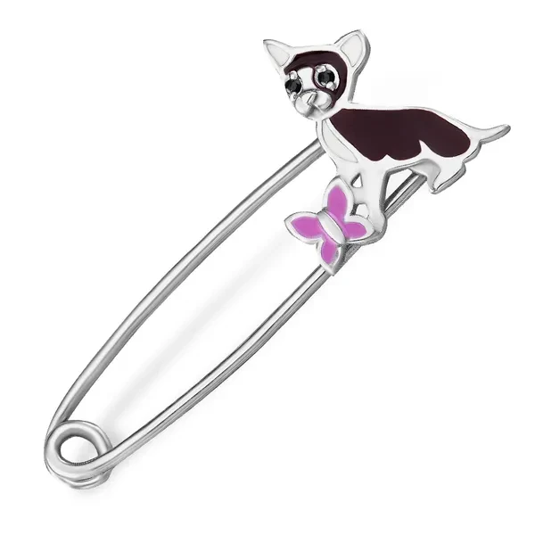 Брошь  серебряная с фианитом