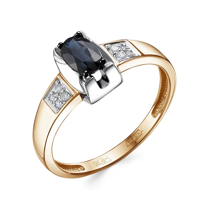 Кольцо  из красного золота с сапфиром