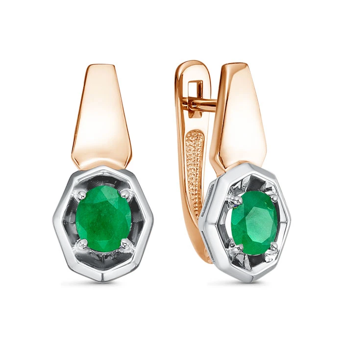 Серьги «Империал» из красного золота с изумрудом