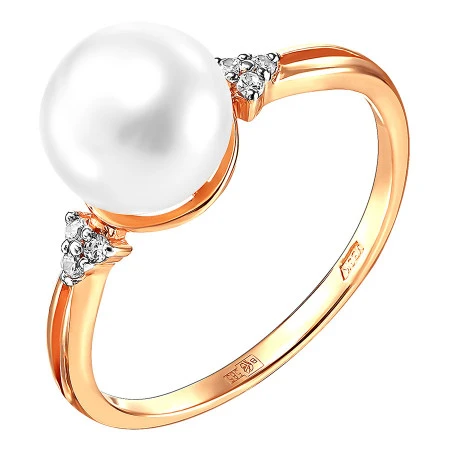 Кольцо  из красного золота с жемчугом