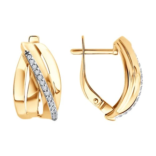 Серьги  из красного золота с фианитом