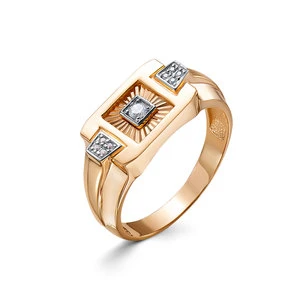 Кольцо  из красного золота с фианитом