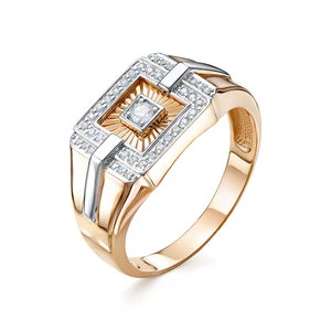 Кольцо  из красного золота с фианитом