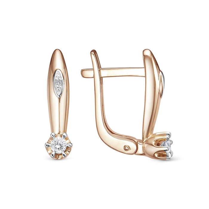 Серьги «BERGER» из красного золота с бриллиантом
