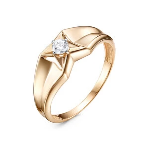 Кольцо «Дельта» из красного золота с фианитом