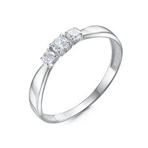 Кольцо «Дельта» из белого золота с фианитом