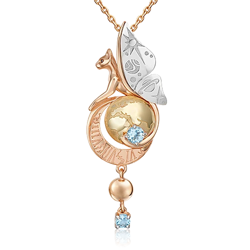 Подвеска  из комбинированного золота с топазом