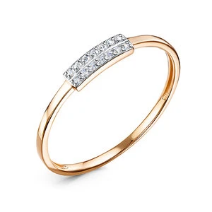 Кольцо «Дельта» из красного золота с фианитом