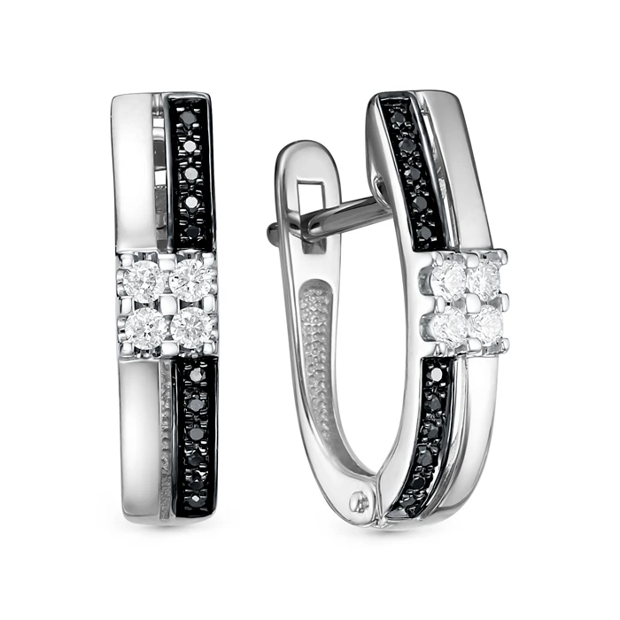 Серьги «Империал» из белого золота с бриллиантом