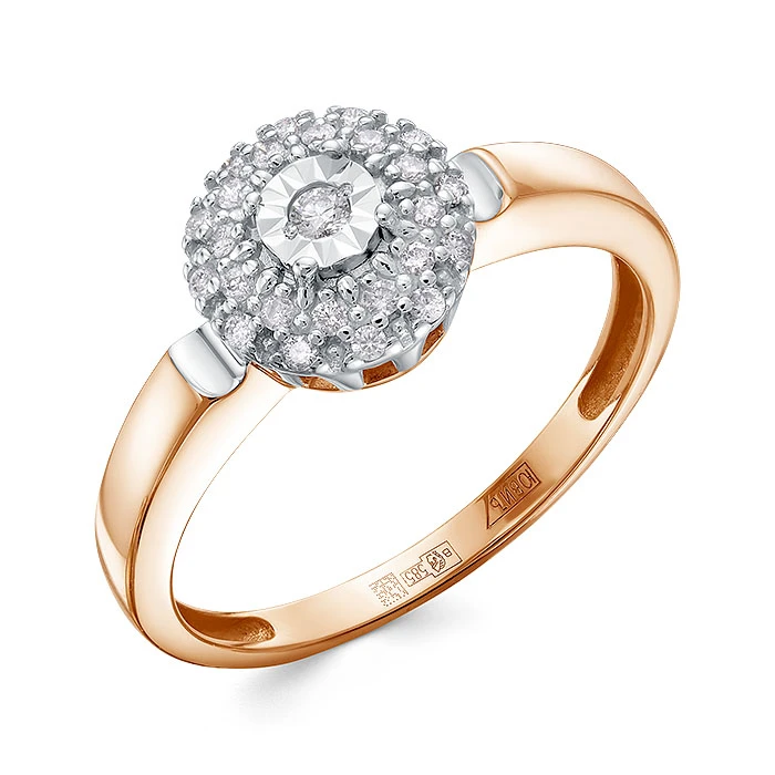 Кольцо  из красного золота с бриллиантом