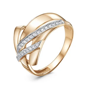 Кольцо «Дельта» из красного золота с фианитом