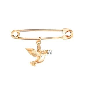 Брошь  из красного золота с фианитом