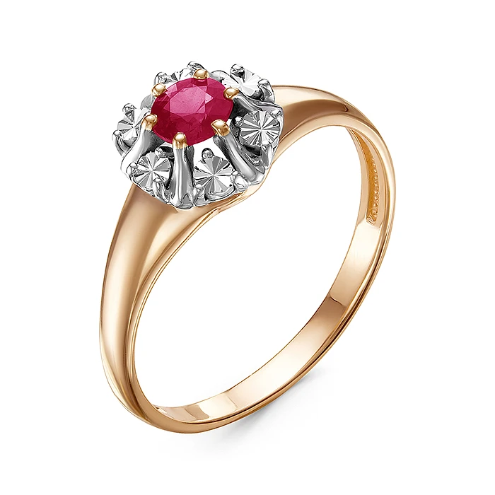 Кольцо  из красного золота с рубином