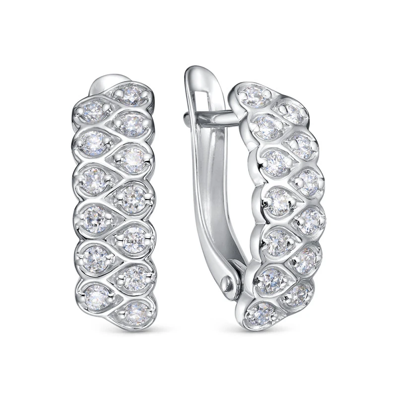 Серьги  золотые с выращенным бриллиантом