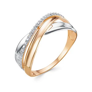 Кольцо «Дельта» из красного золота с фианитом