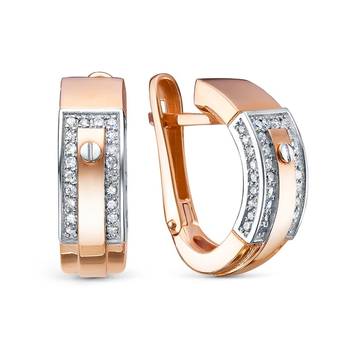 Серьги «BERGER» из красного золота с бриллиантом