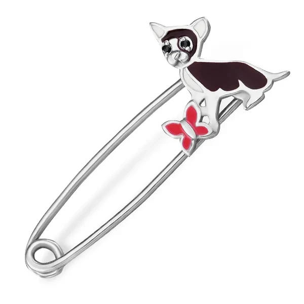 Брошь  серебряная с фианитом