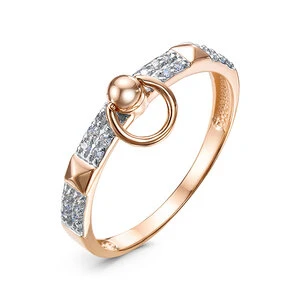 Кольцо «Дельта» из красного золота с фианитом