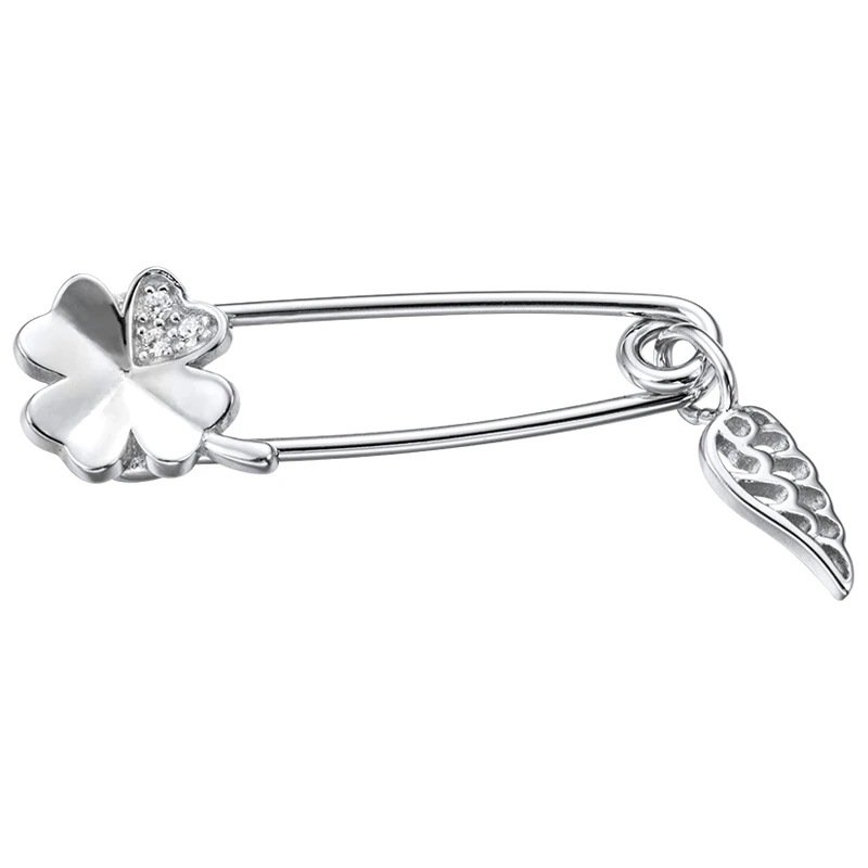 Брошь  серебряная с фианитом