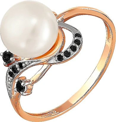 Кольцо  из красного золота с жемчугом