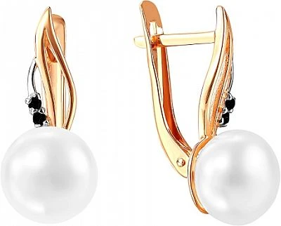 Серьги  из красного золота с жемчугом