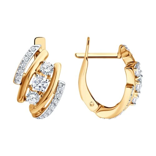 Серьги  из красного золота с фианитом